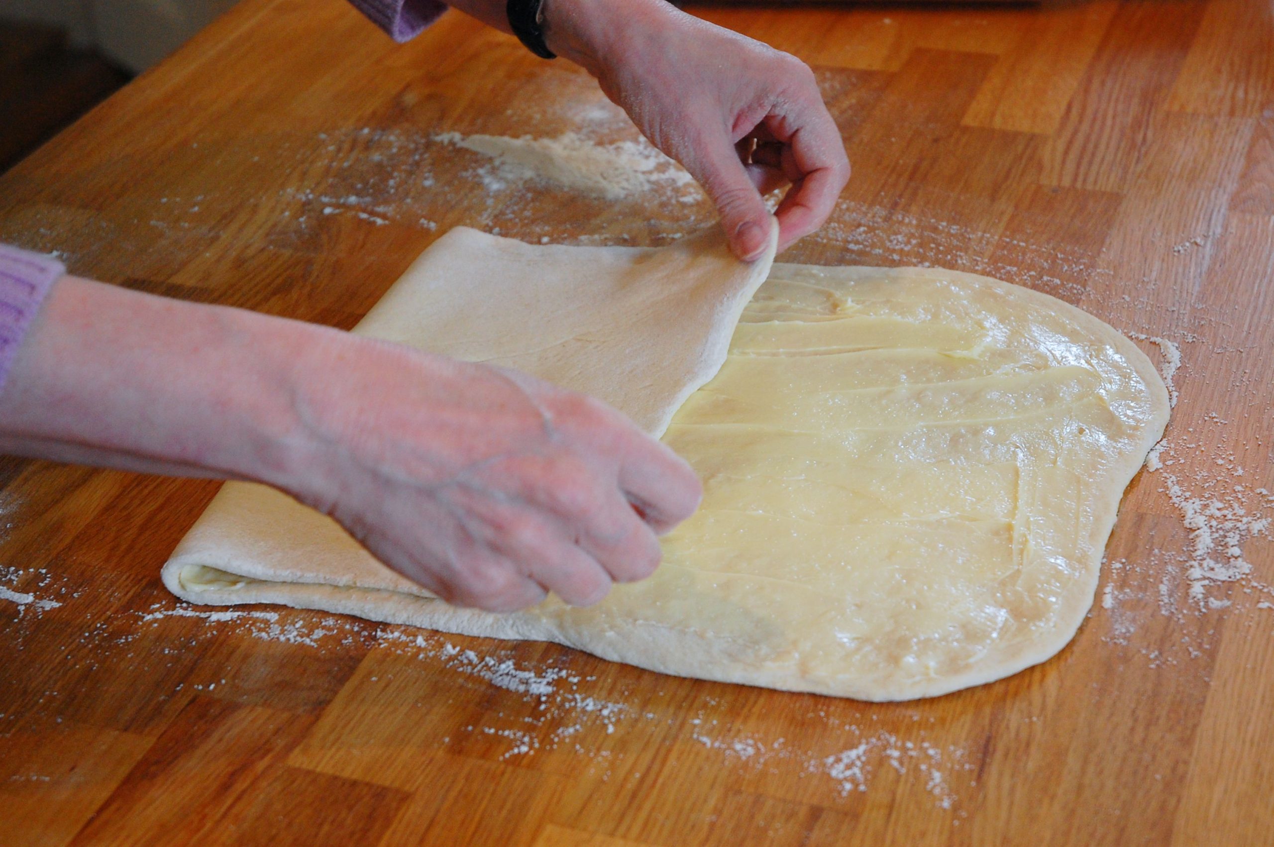 Folding the rowie dough