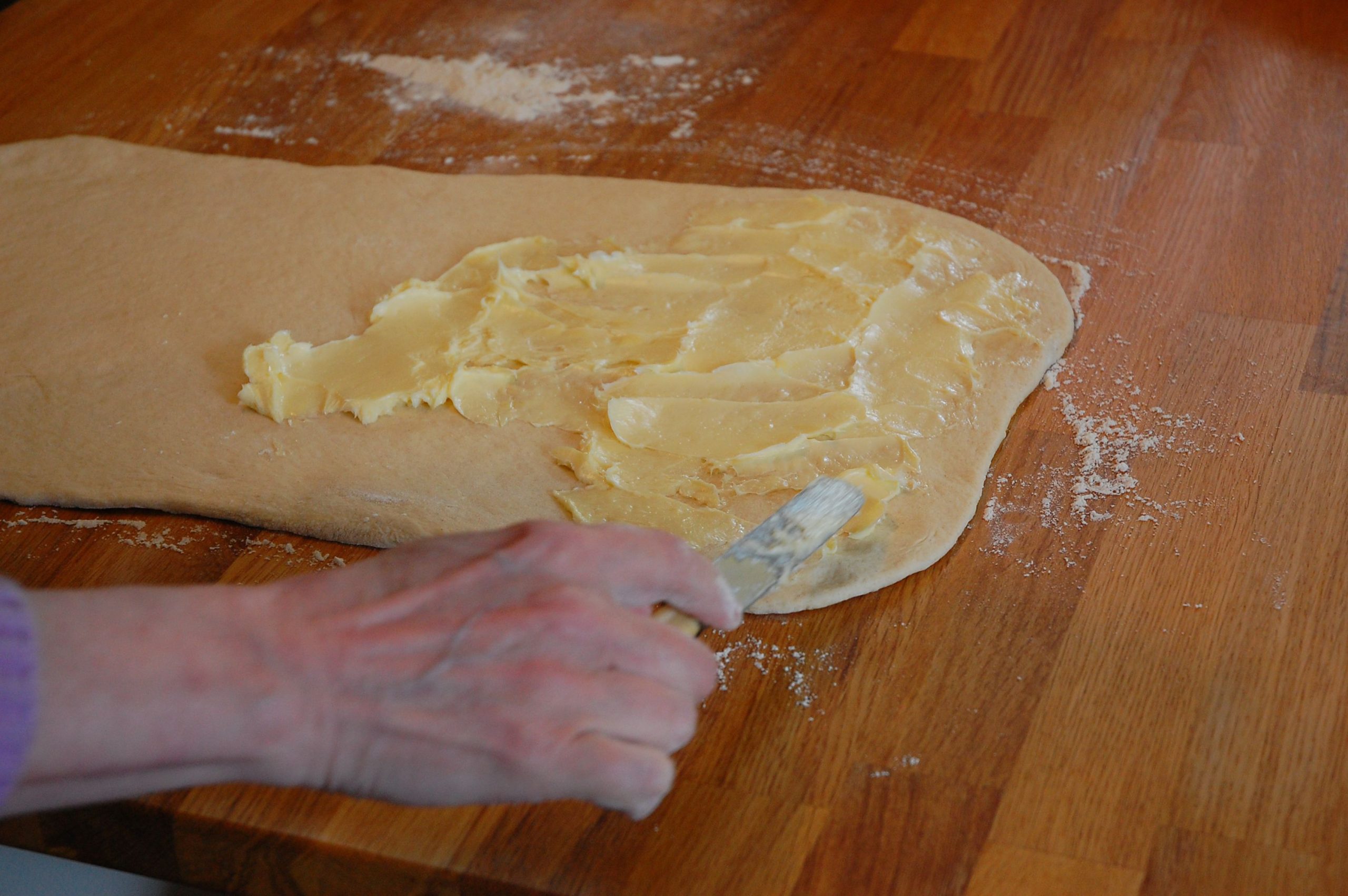 Spreading the rowie butter