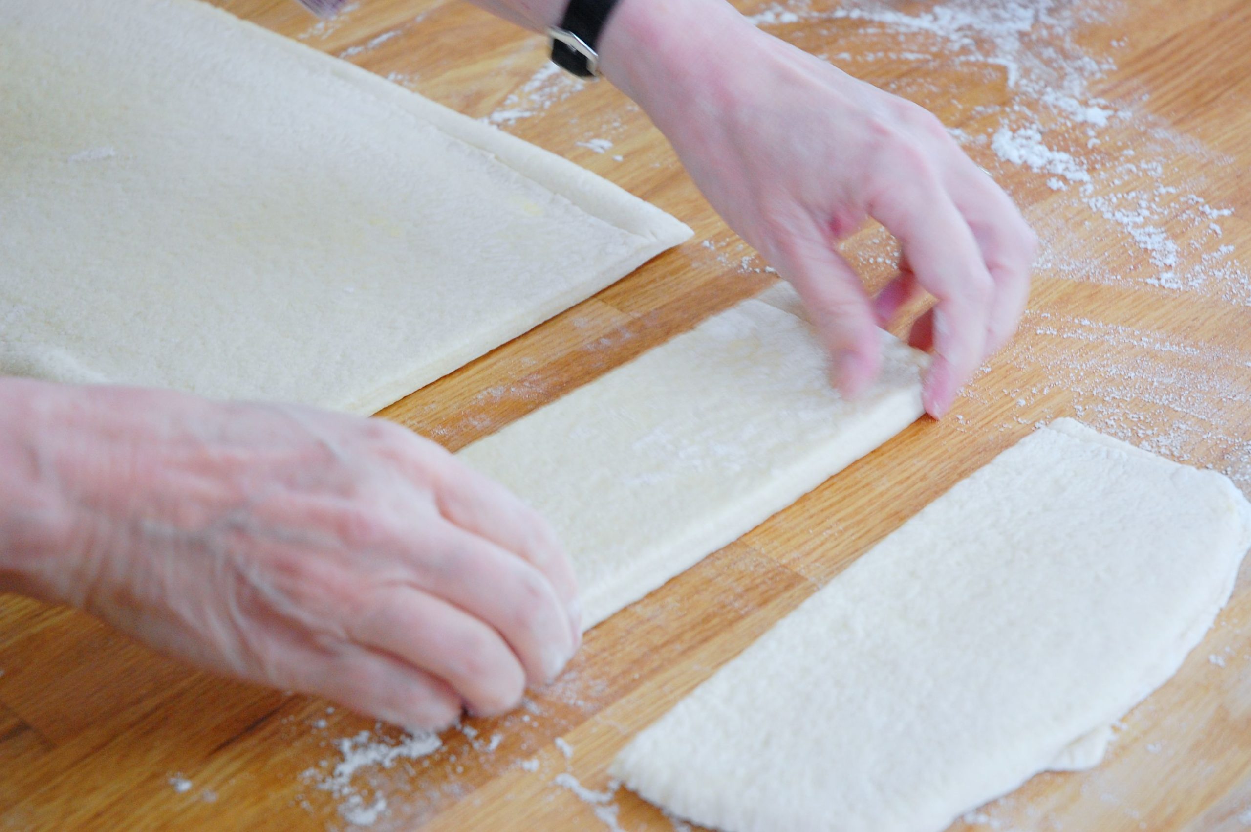 Starting to cut the rowie dough