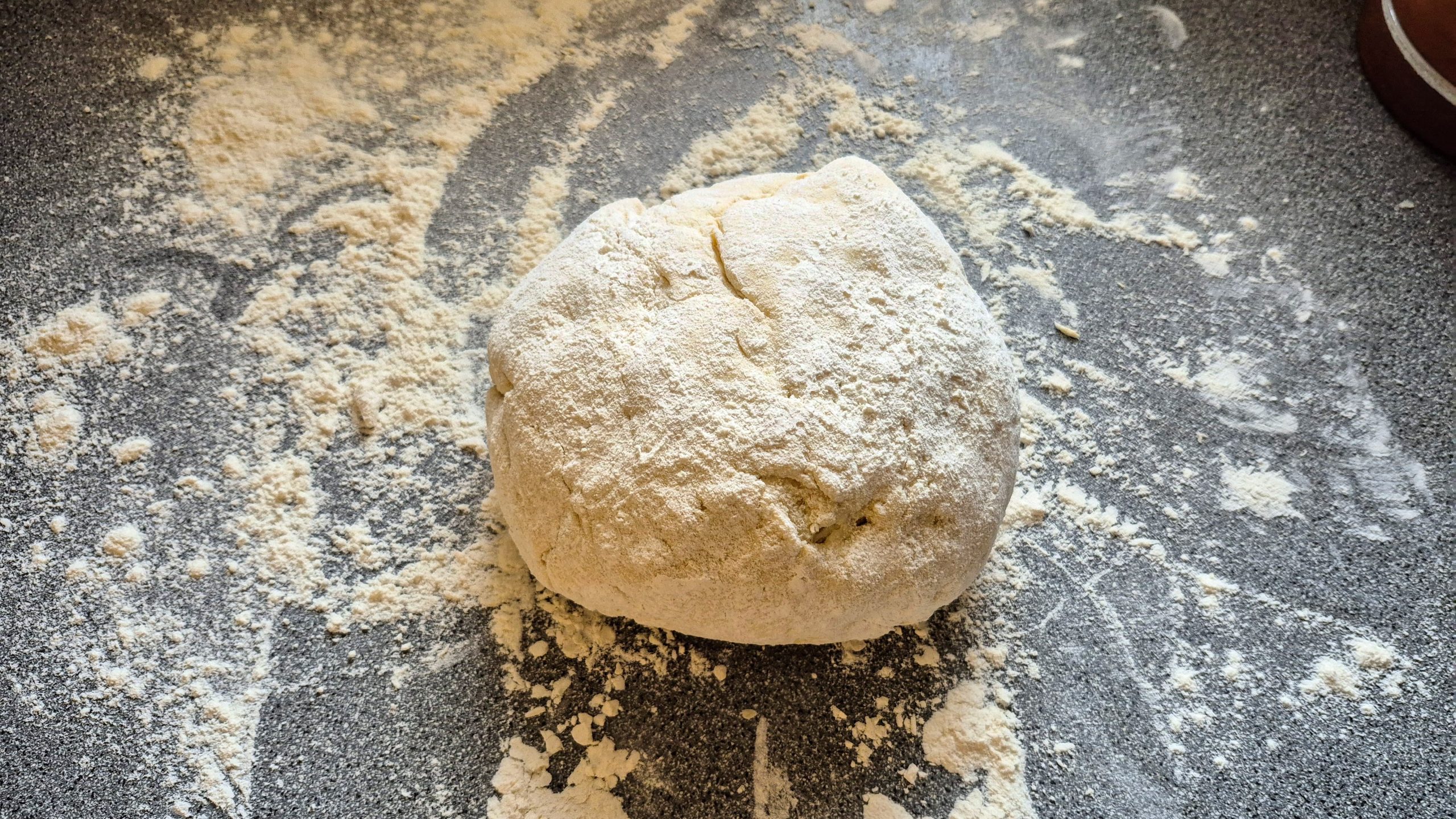 Rounded-up scone dough, ready to roll out