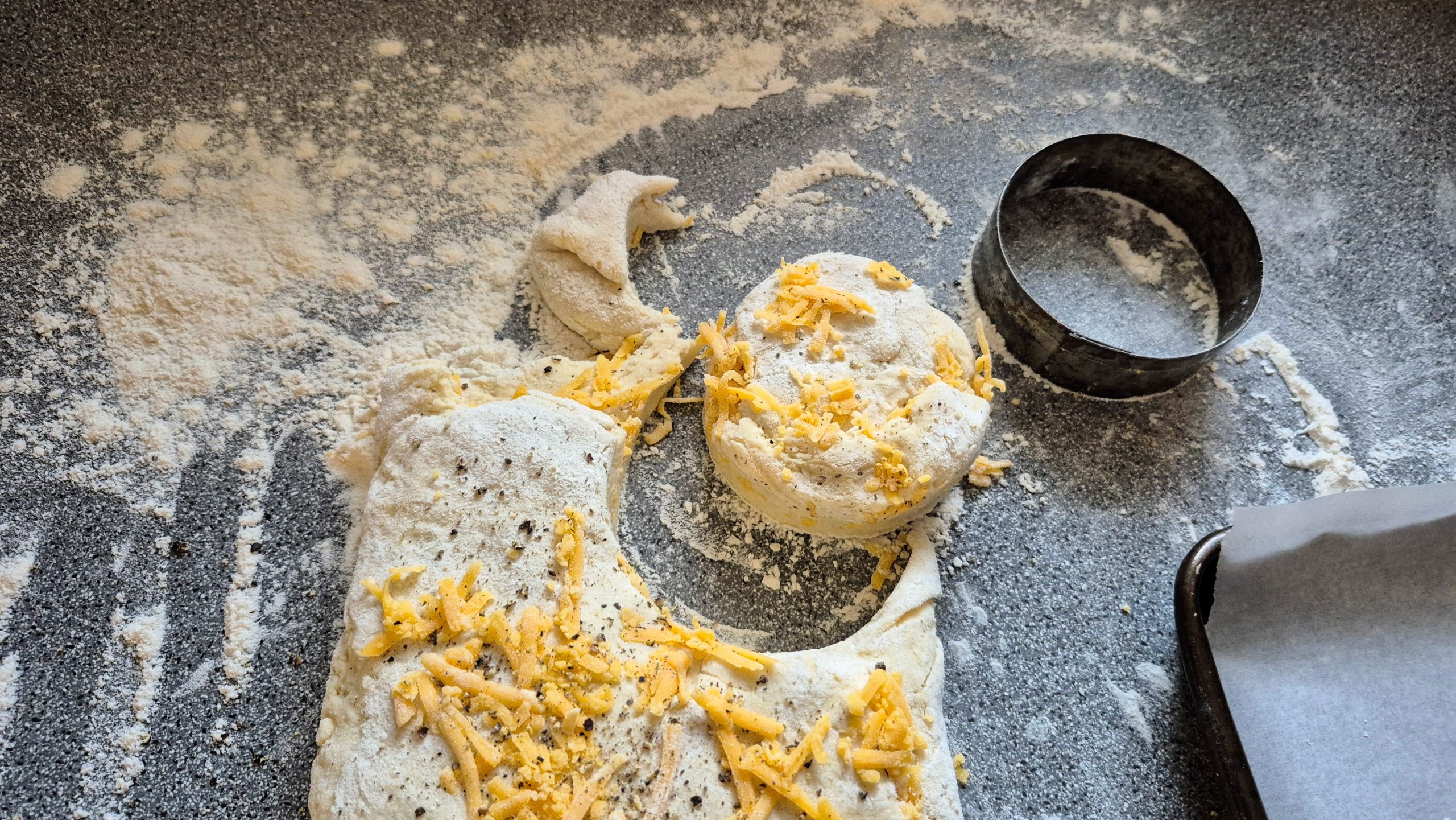 Cutting out the potato scones