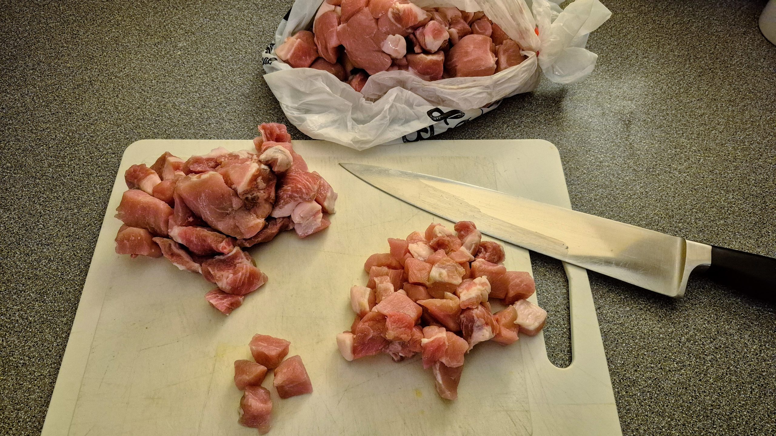 Pork, diced to size