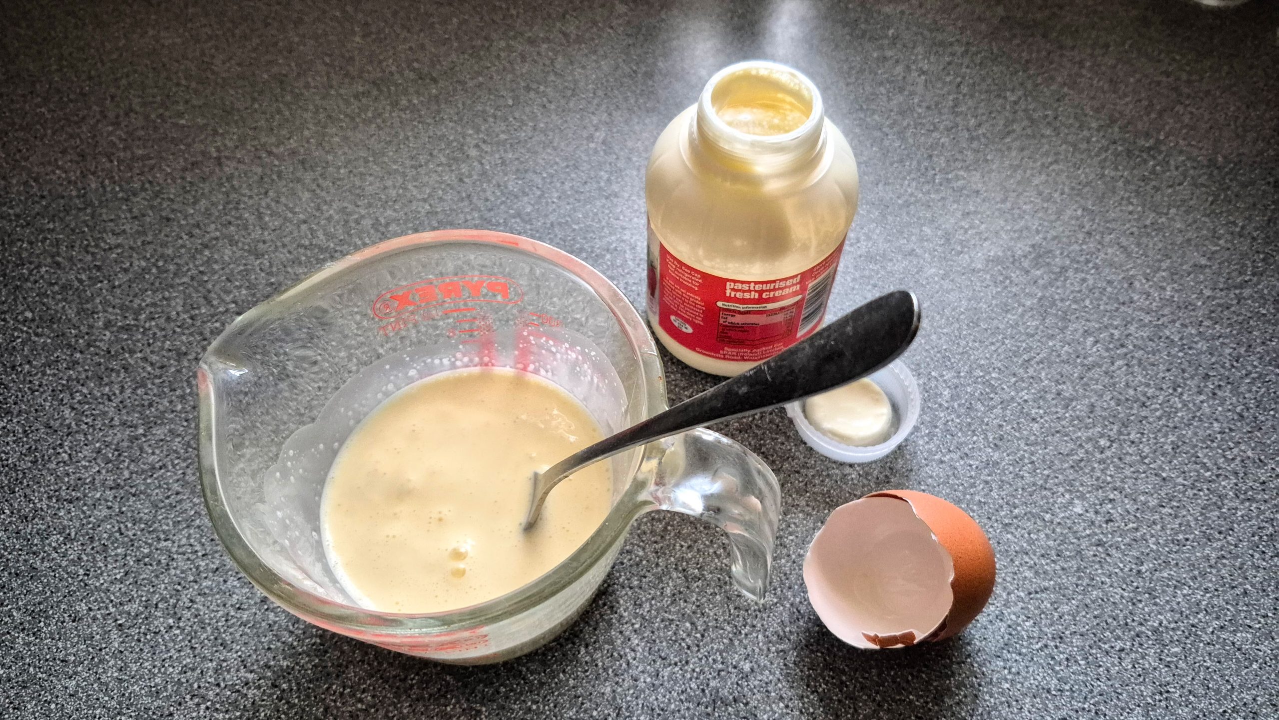 The egg and cream mixture