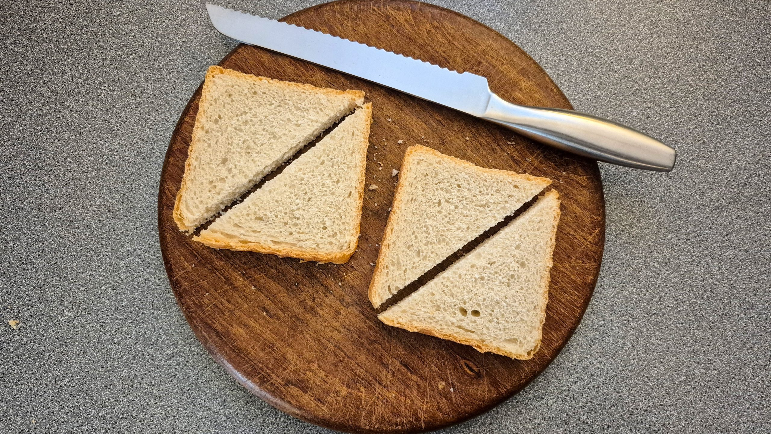Bread, sliced and diagonally cut