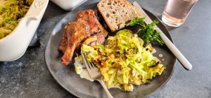 Shredded baby cabbage in cream